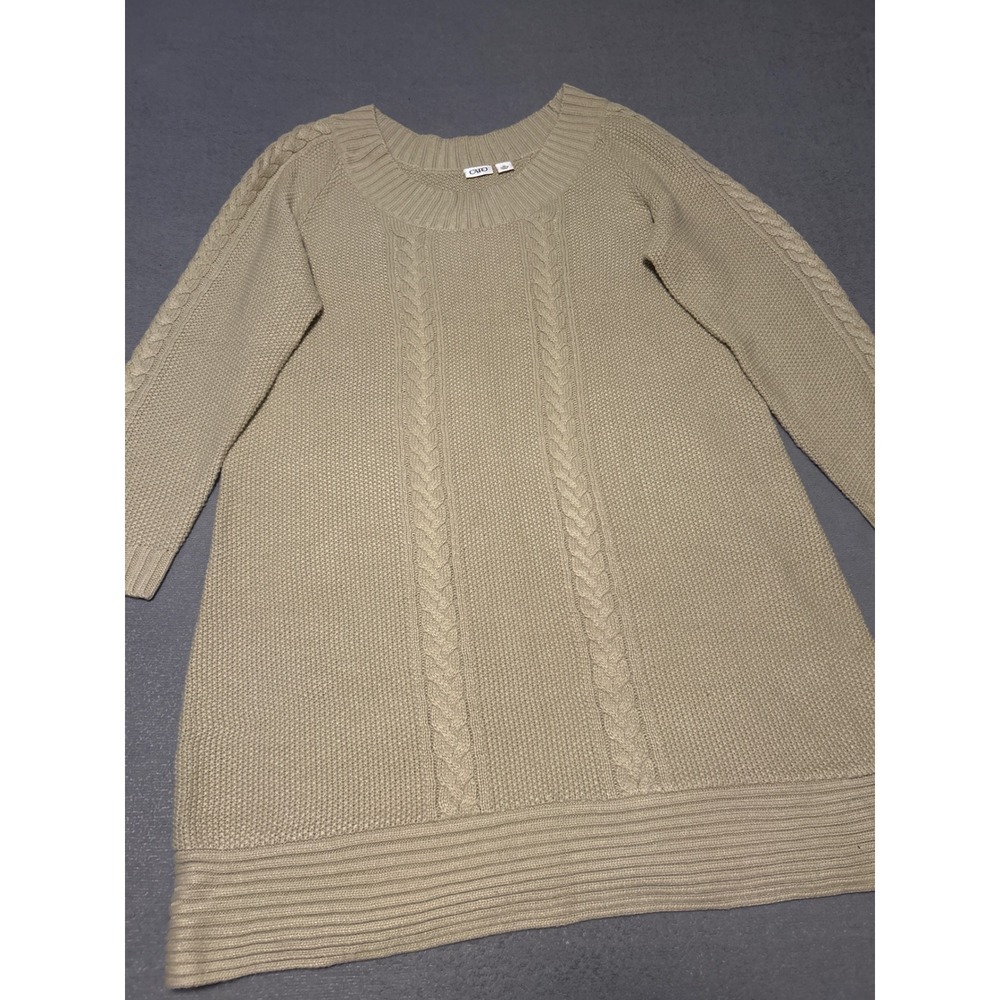 Cato Tan Cable Knit Scoop Neck Tunic Sweater Dress XL